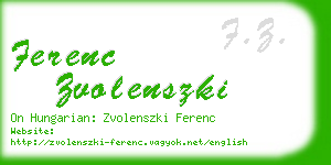 ferenc zvolenszki business card